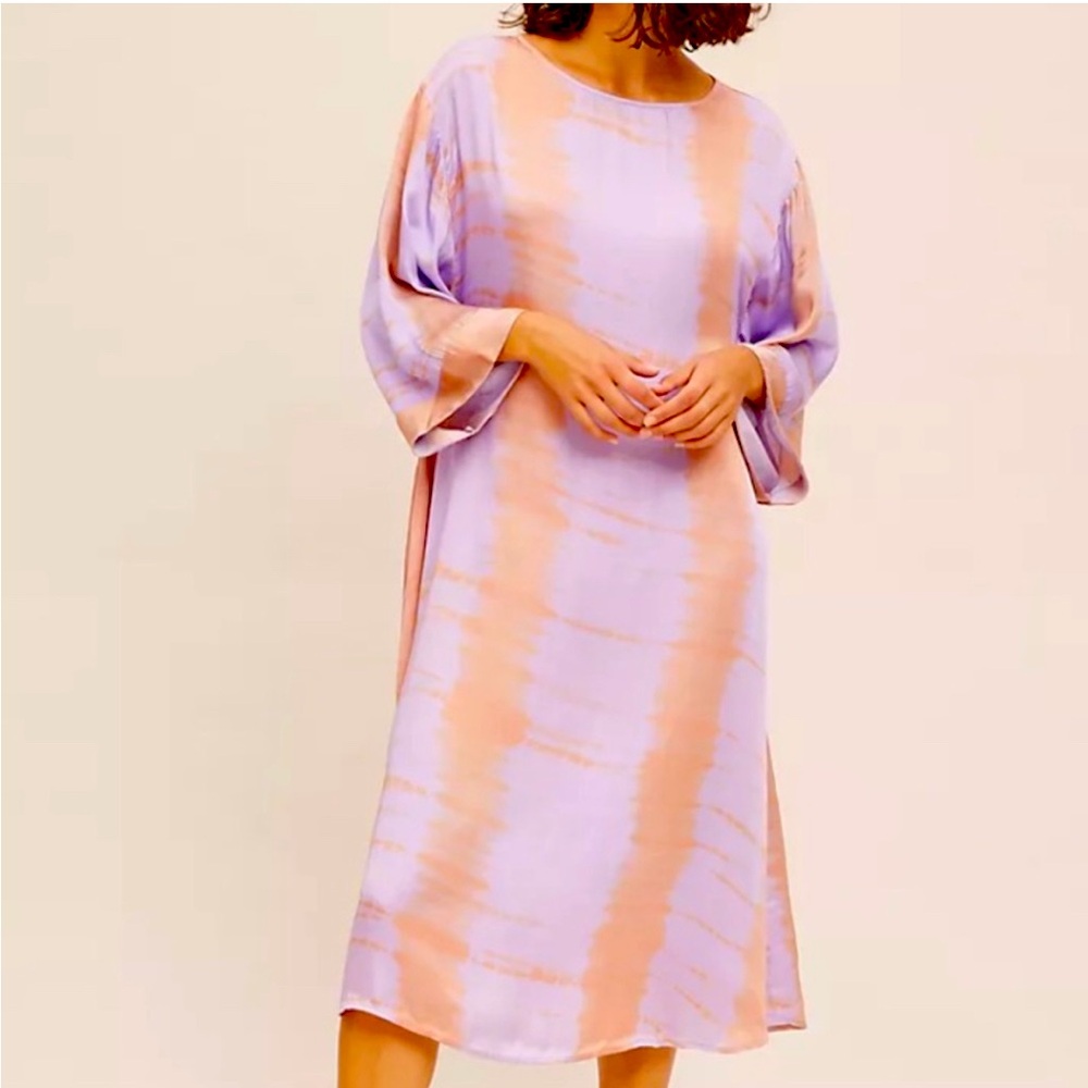 Anthro Nor Black Nor White Sonne Tie Dye Silky Dress